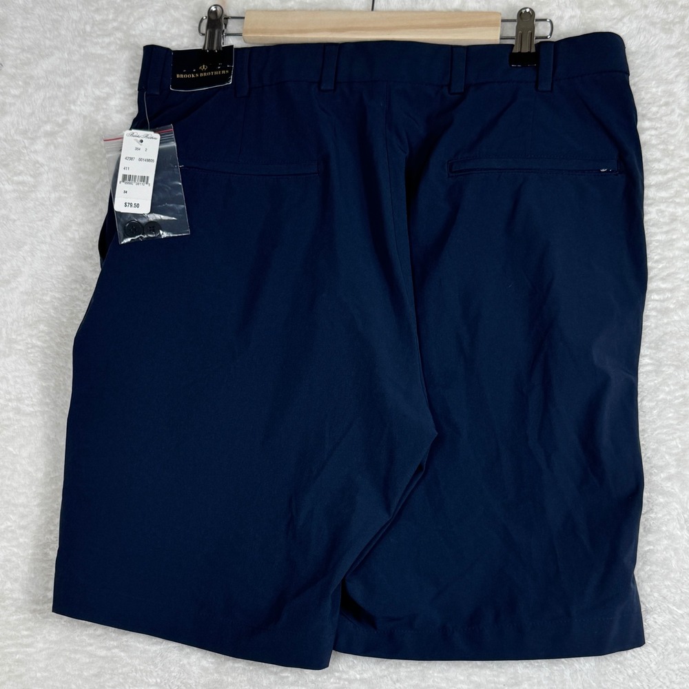 New Brooks Brothers Performance Shorts Mens 34 Navy Blue Preppy Stretch Chino - Picture 2 of 10